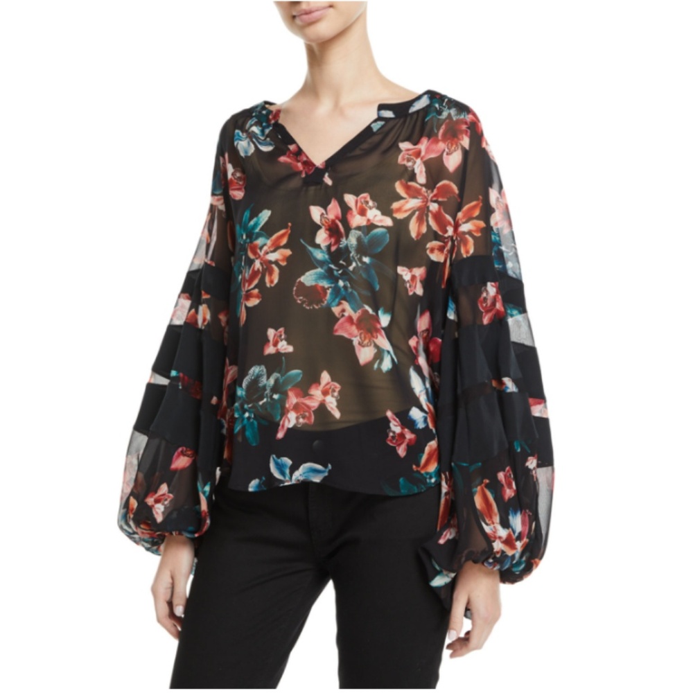 7 For All Mankind Paneled Floral Top